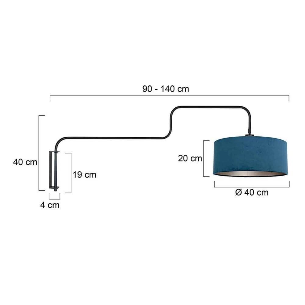 Wall lamp Bloeba black with blue hood Steinhauer 8712746177121