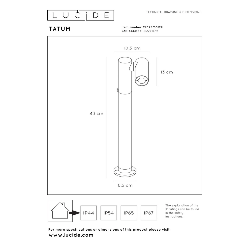Garden lamp Tatum anthracite Lucide 5411212271679