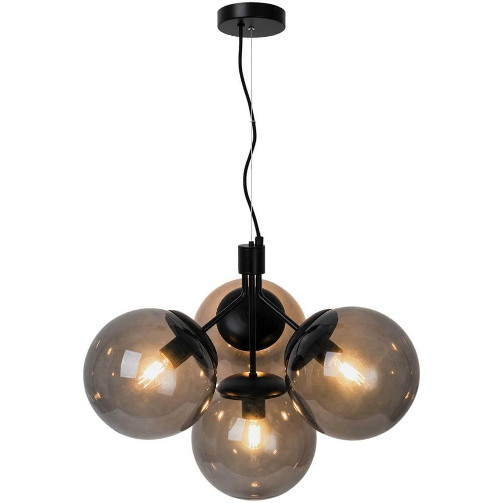 4-light pendant lamp Ivona black with smoke glass Nordlux 5704924005312