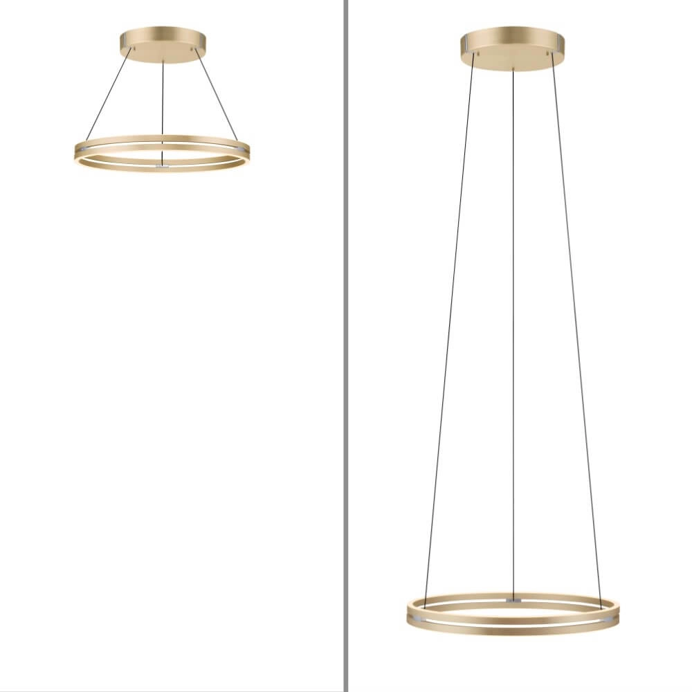 Sleek hanging lamp Pure E-Loop brass Ø 70cm Paul Neuhaus 4012248372296