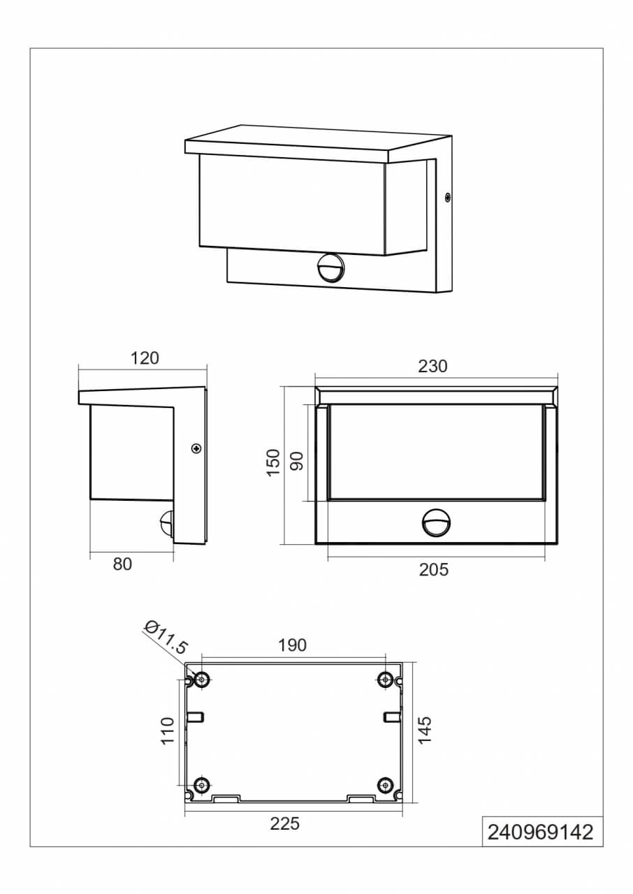 Wall lamp Nestos anthracite with sensor Trio 4017807564006