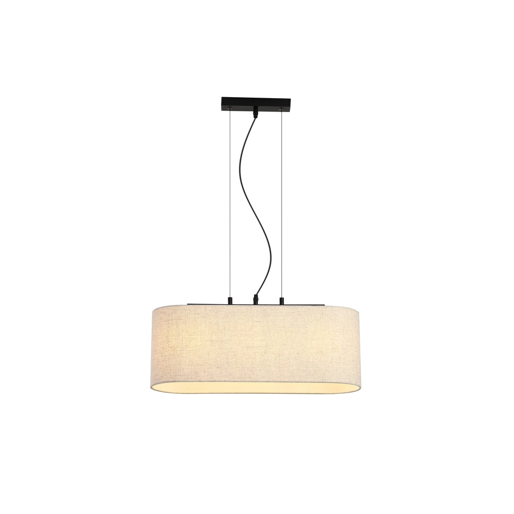 Pendant lamp Hessian black with linen shade