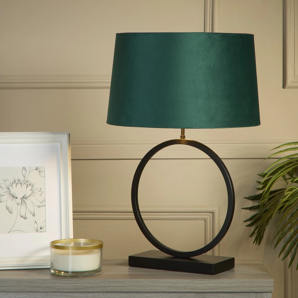 Table lamp Elegant Black with emerald hood Searchlight 5053423305462