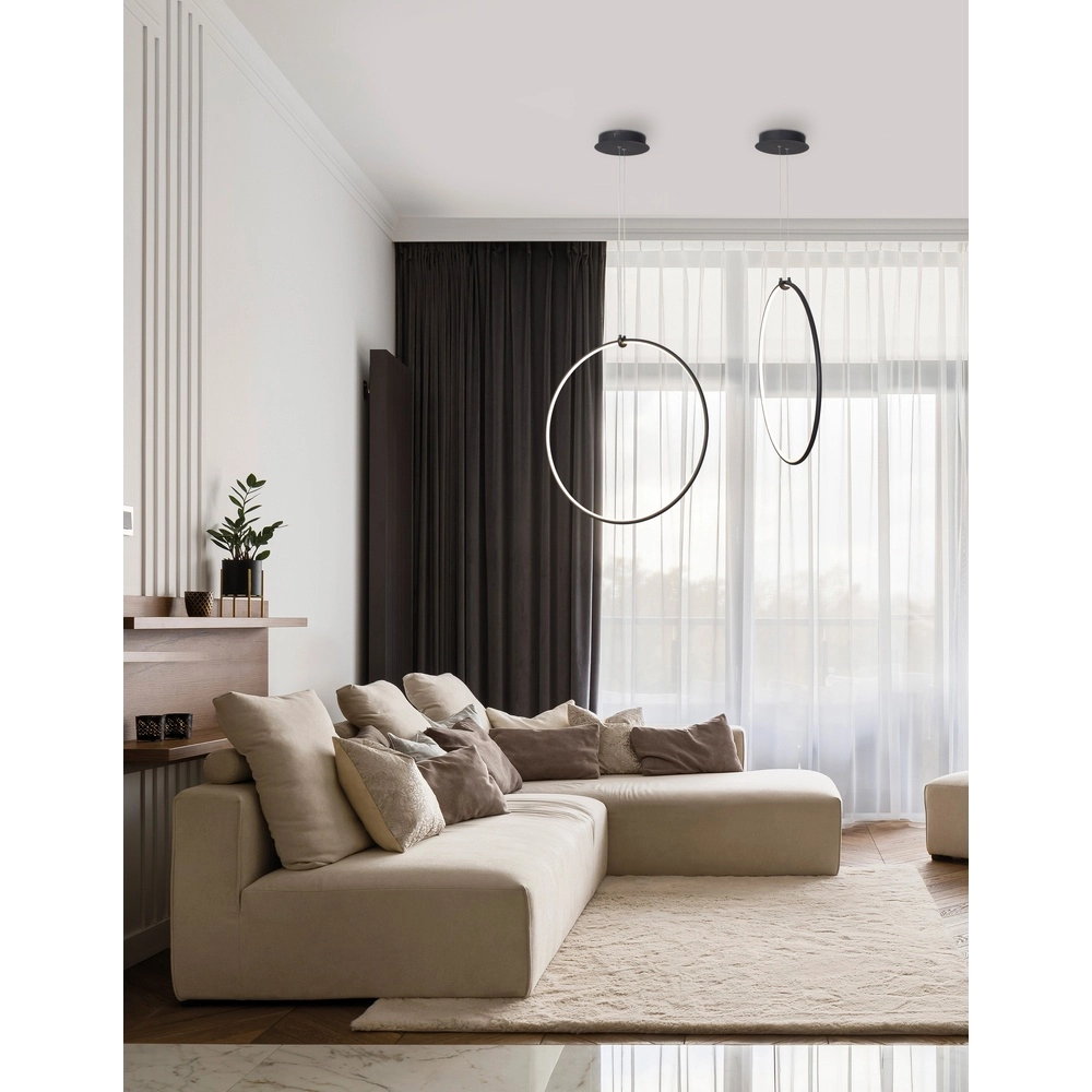 Pendant lamp Ring black Ø 68cm Lyora 5212017429315