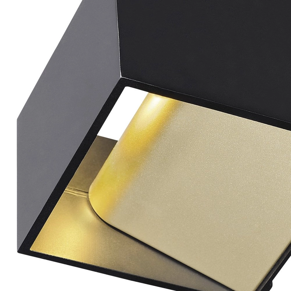 Wall lamp Logs Up - Down Square Black with Gold SLV 4024163189309
