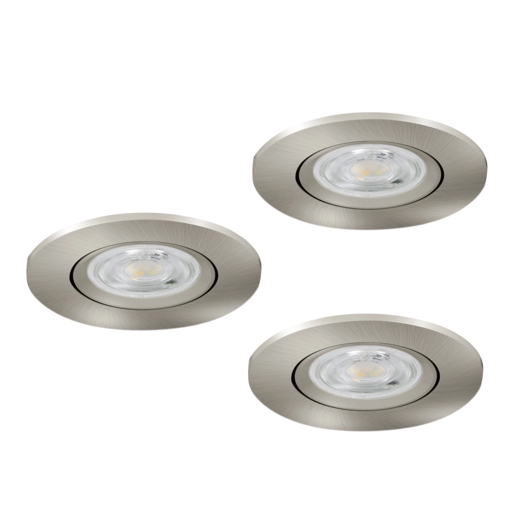 Set of 3 recessed spotlights Barranco nickel Ø 8.4cm IP44 - 4000K Eglo 9008606359325