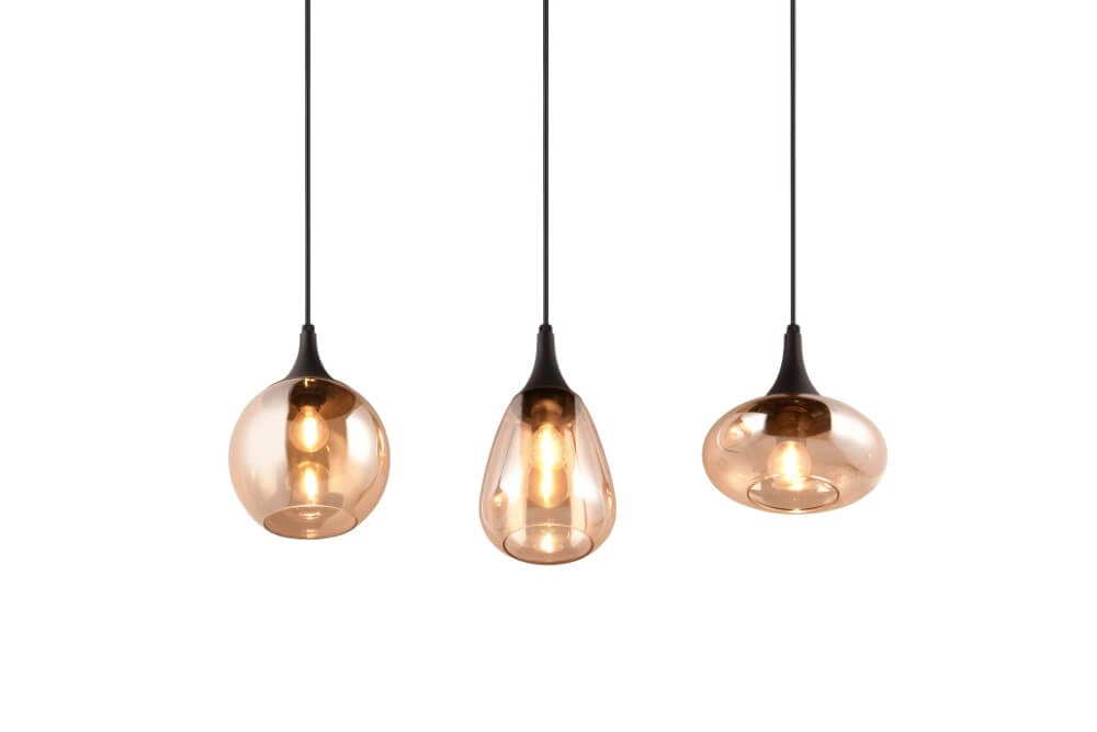 3-light pendant lamp Lumina with amber glass Trio 4017807597080