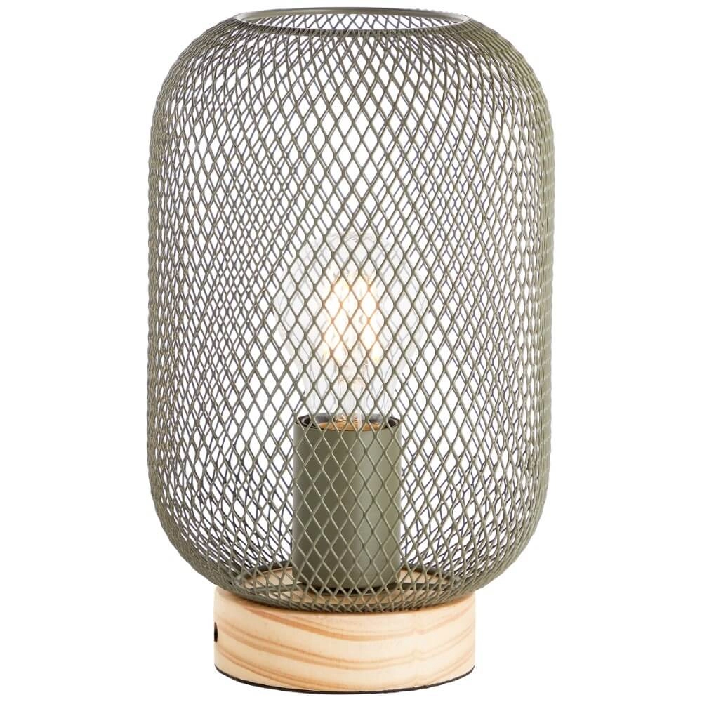 Green table lamp Giada with wood