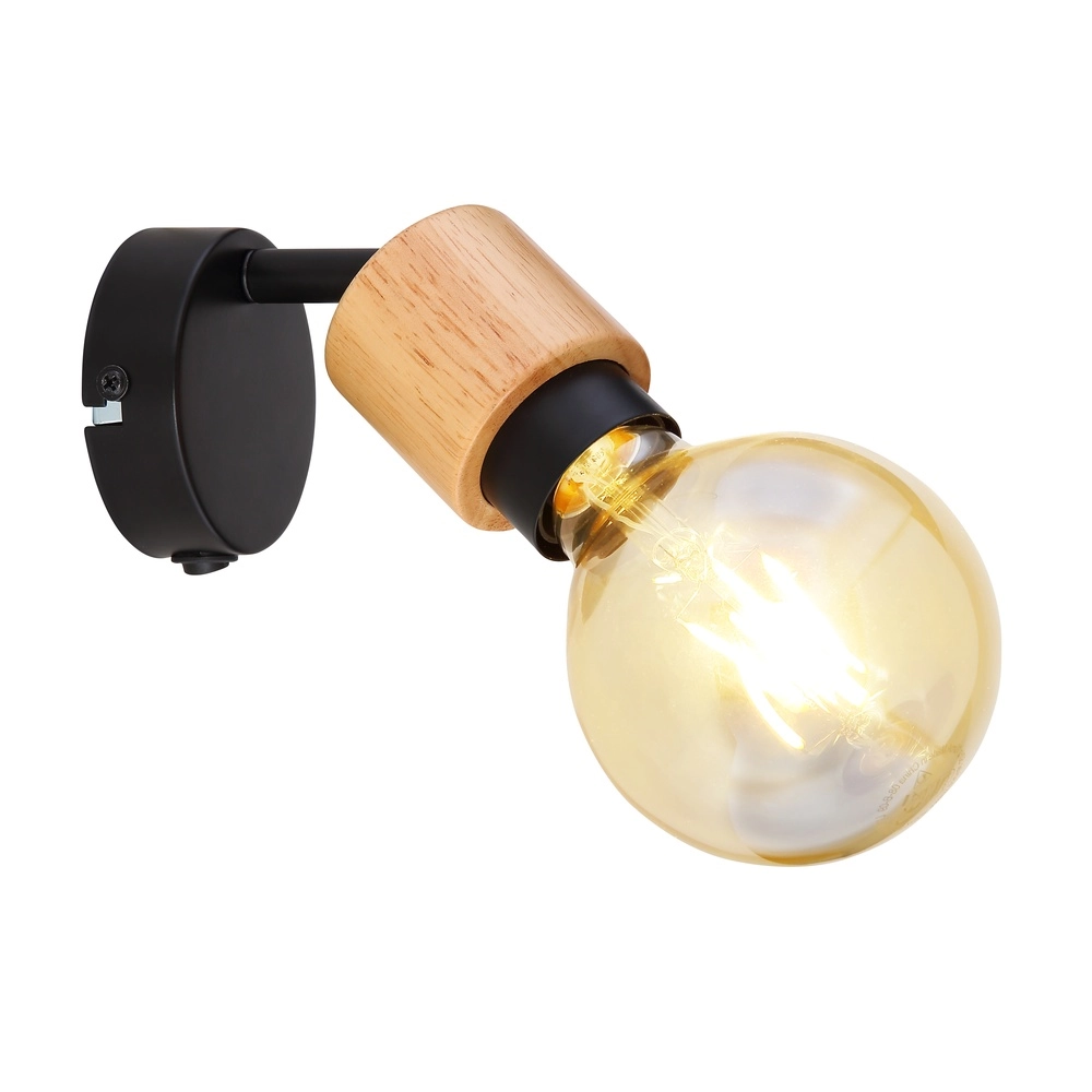 Wall lamp Jorna black with wood