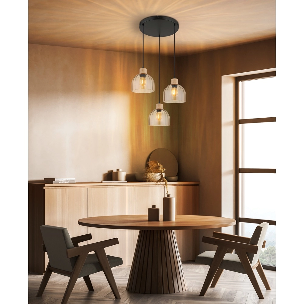3-light pendant lamp Swanson Black Globo 9007371580651