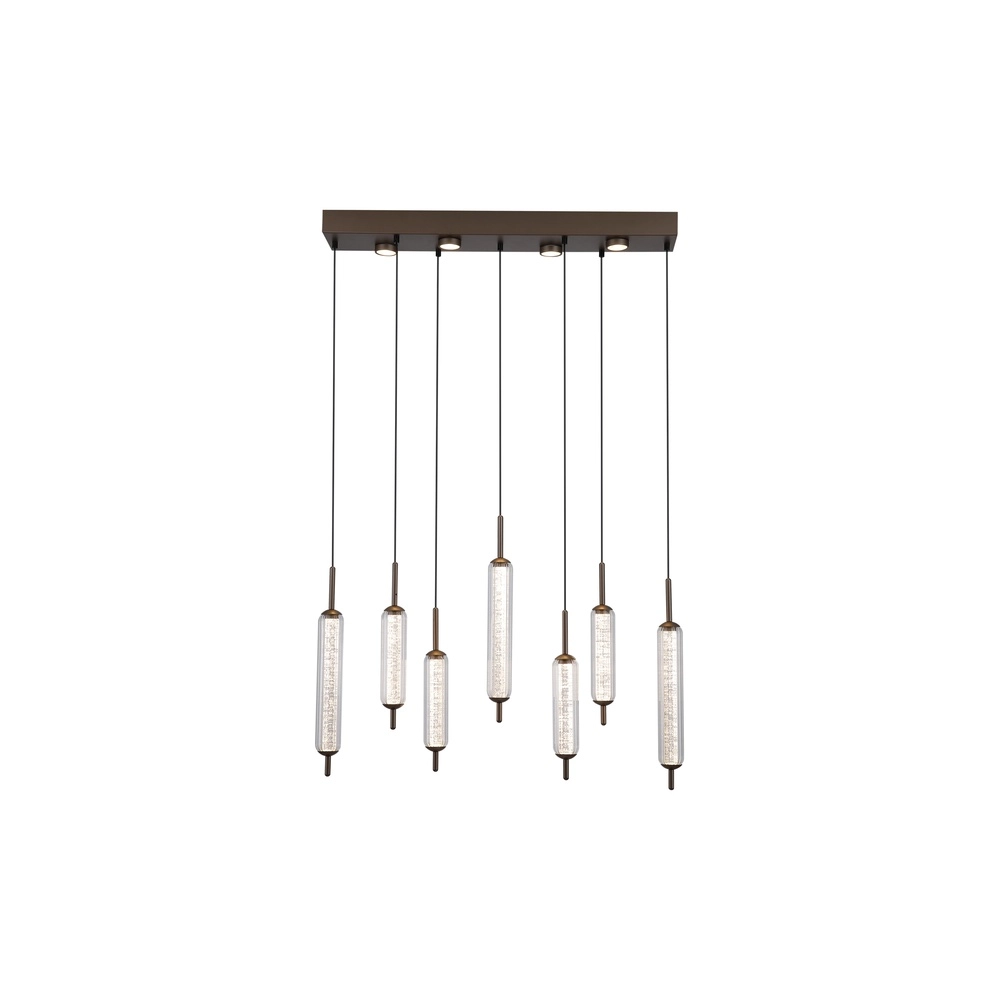 Unique pendant lamp Cattail 7-light bubble glass