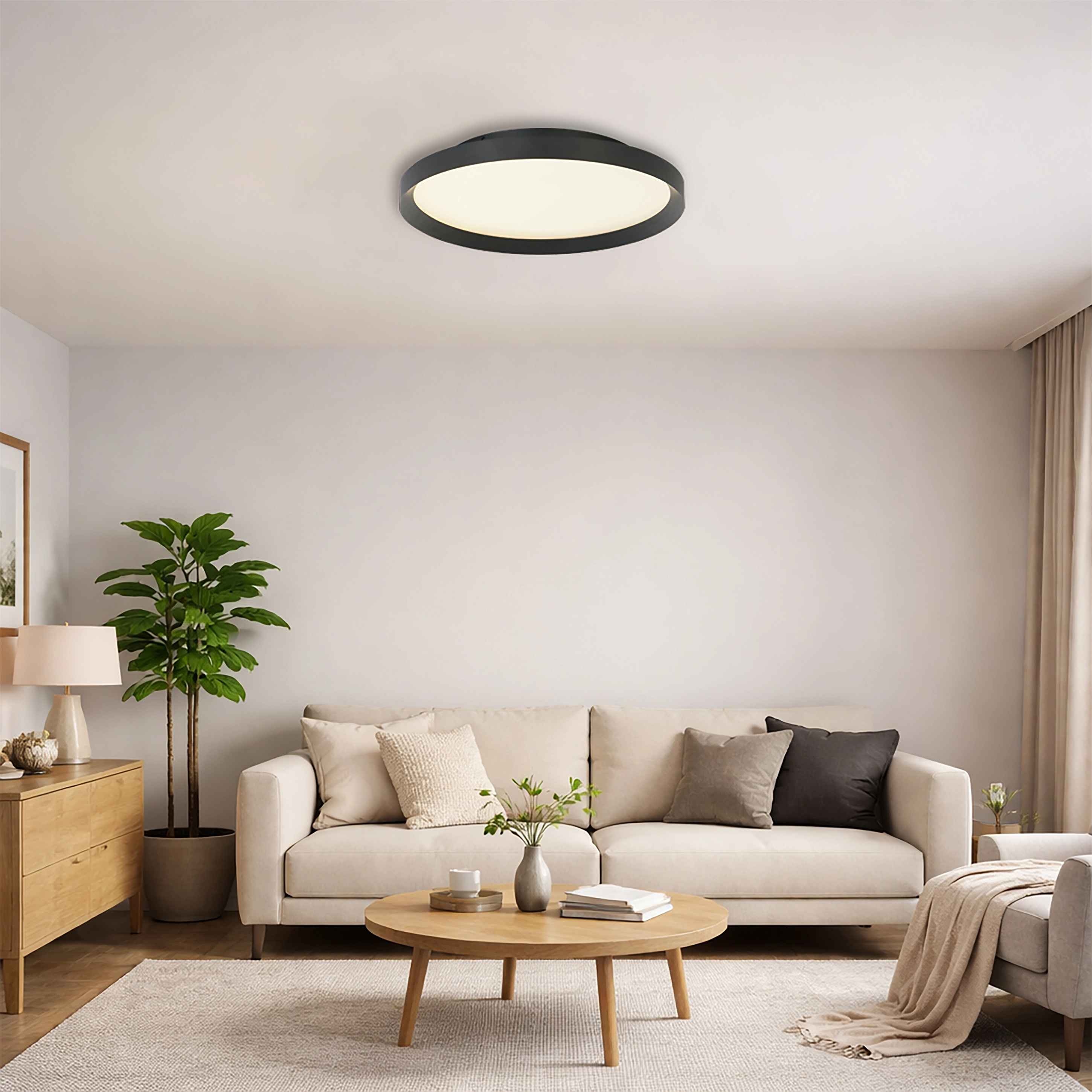 Sleek ceiling light Prisma black Ø 35cm Lyora 5053423315201