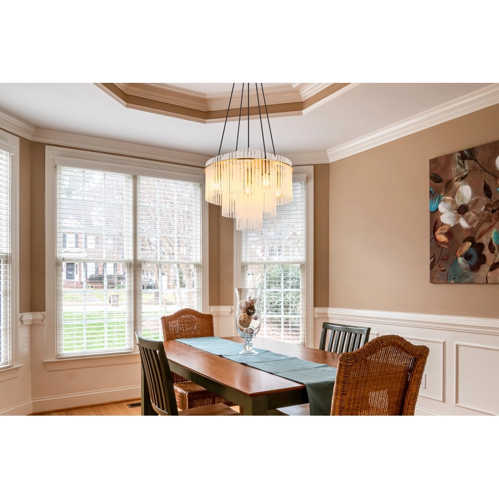 Pendant lamp Ø 50cm Gorley Gold with white glass sticks Globo 9007371512133