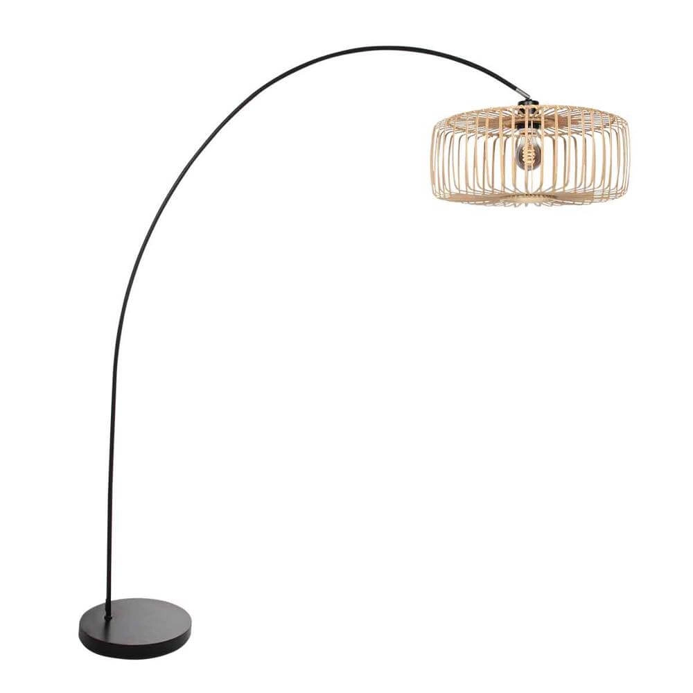 Arc lamp Solva black with bamboo