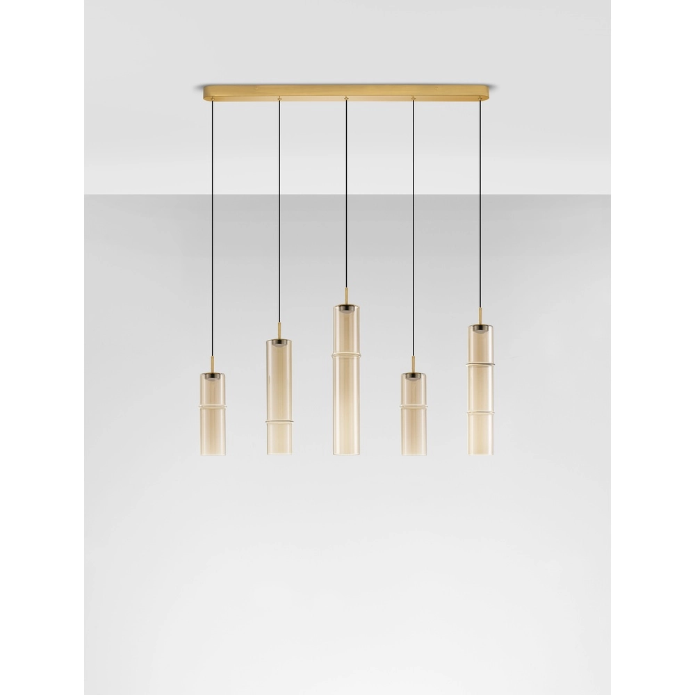 Unique pendant lamp Sano Straight 5-light gold
