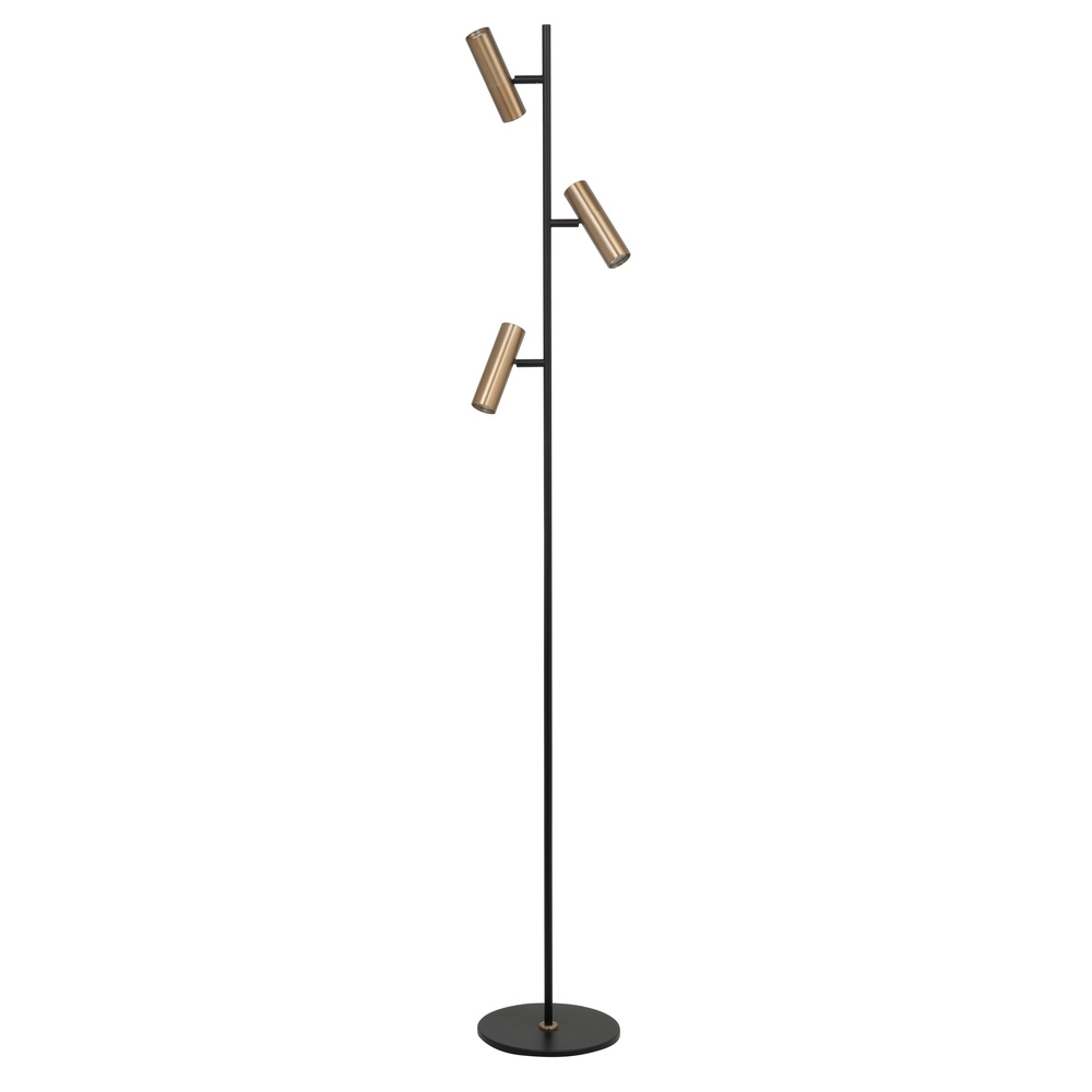 Floor lamp Trend 3-light black with brass