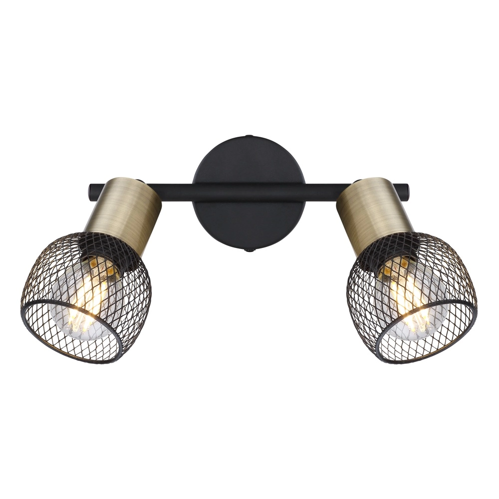 Ceiling lamp Fiastra 2-light black with mesh Globo 9007371415120