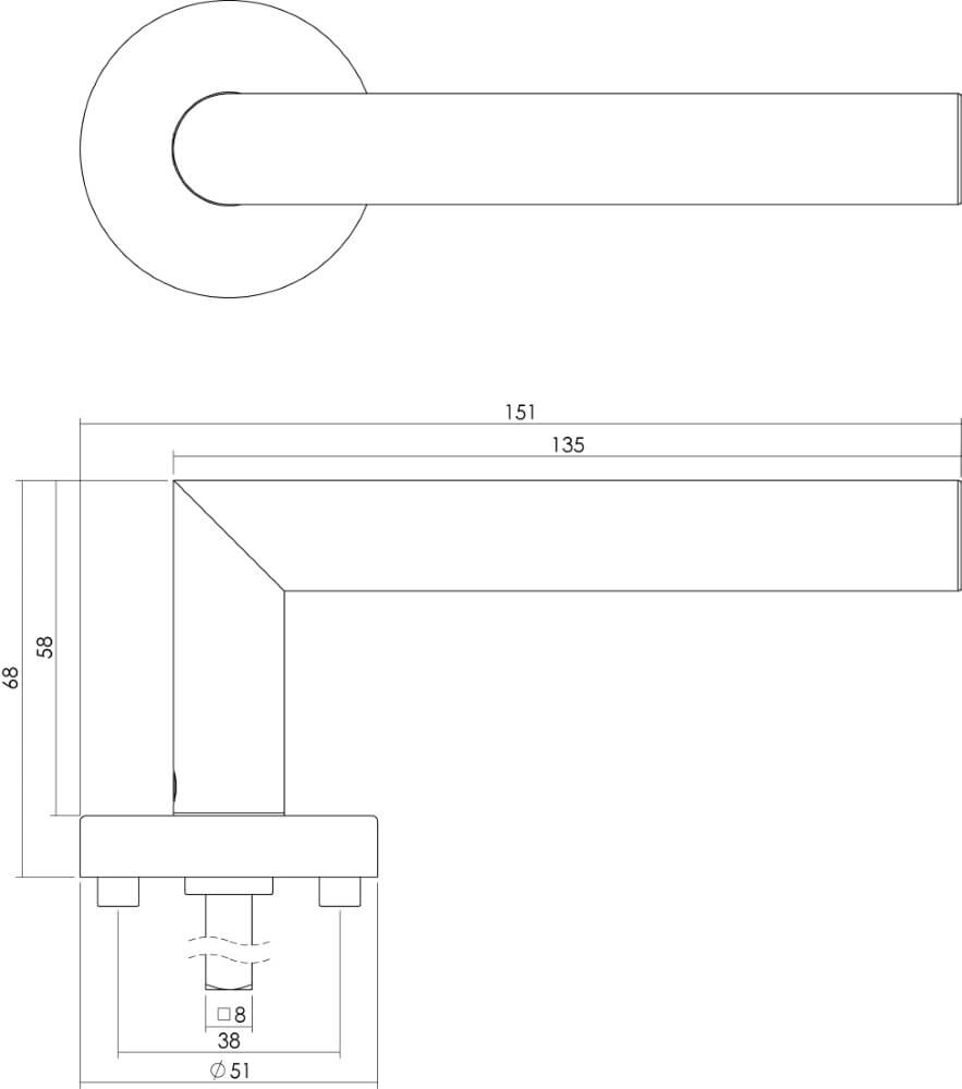 Tight door handle Hoek 90 rosette stainless steel Intersteel 8714186282939