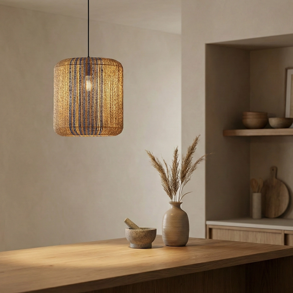Pendant lamp Abby Ø 33cm blue with brown