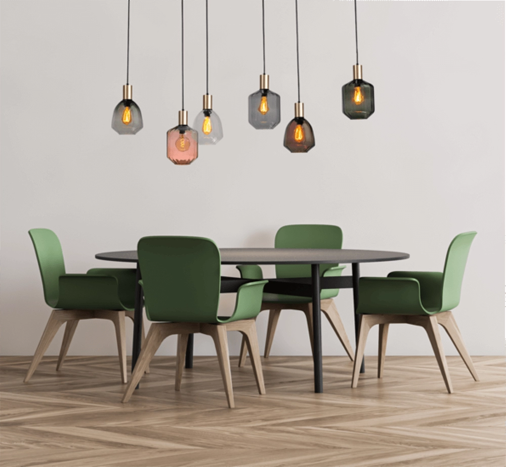 6-light hanging lamp - gold - Porto with different glasses Masterlight 8718121270661
