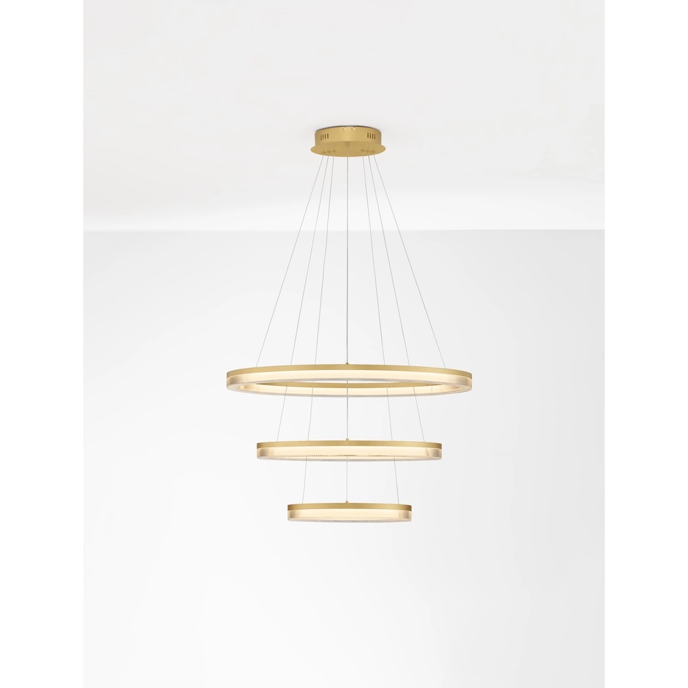 Golden pendant lamp Luana 3-light