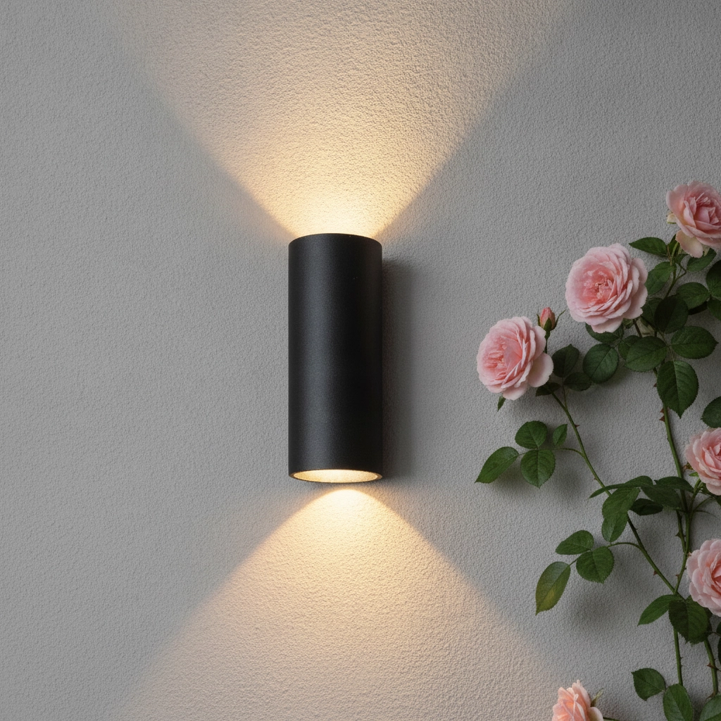 Sleek wall spotlight Brody 2 dim to warm black