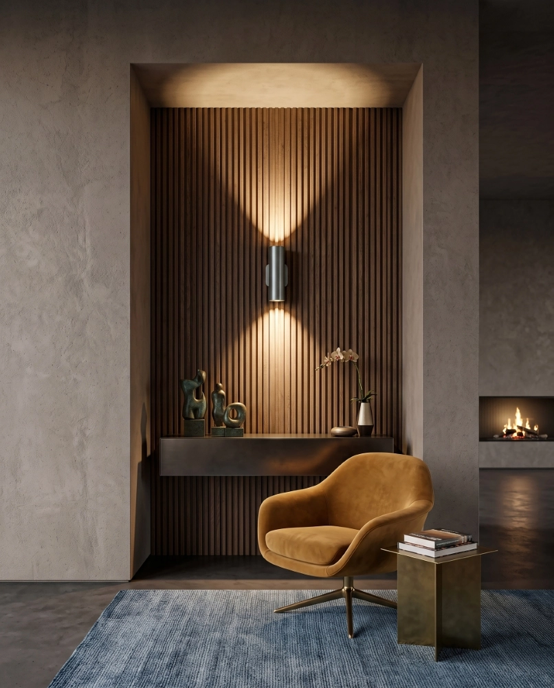 Light bronze wall spotlight Megano 2 with up & down light