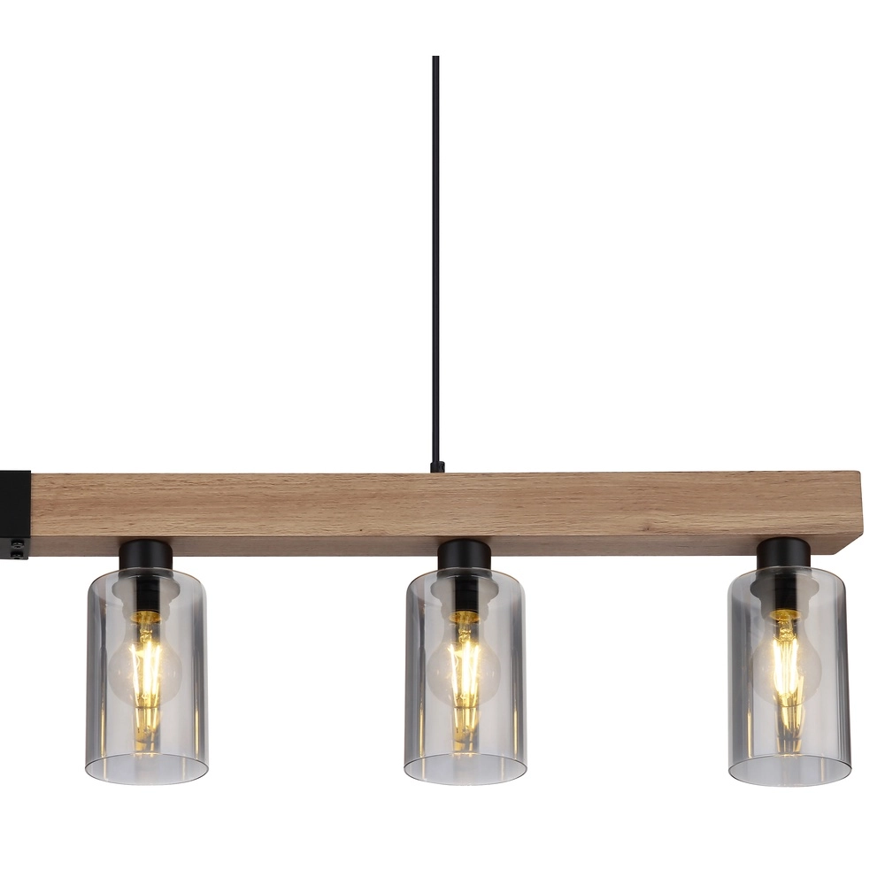 Pendant lamp Hadera 6-light black with smoke glass Globo 9007371443253