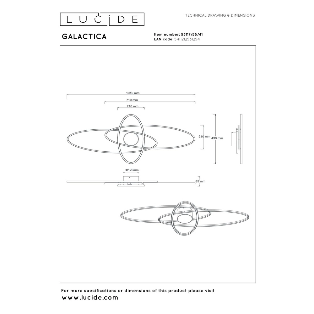 Modern ceiling light Galactica sand brown Lucide 5411212531254