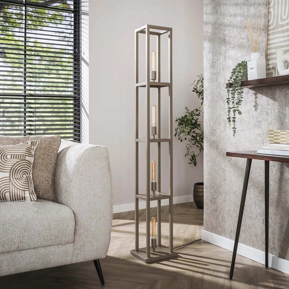 Sand brown floor lamp Quadra Japandi - 4x E27 Lyora 8716803511439