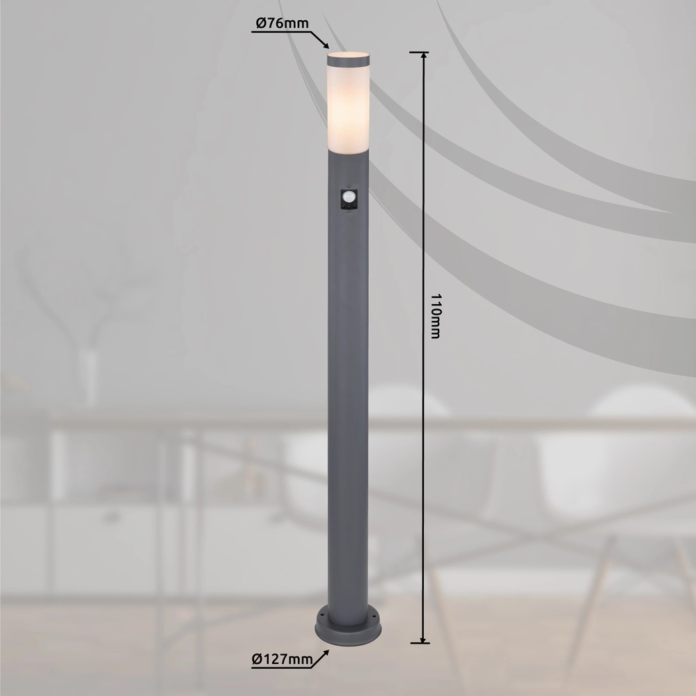 Garden lamp 110cm Boston anthracite with white and sensor Globo 9007371414666