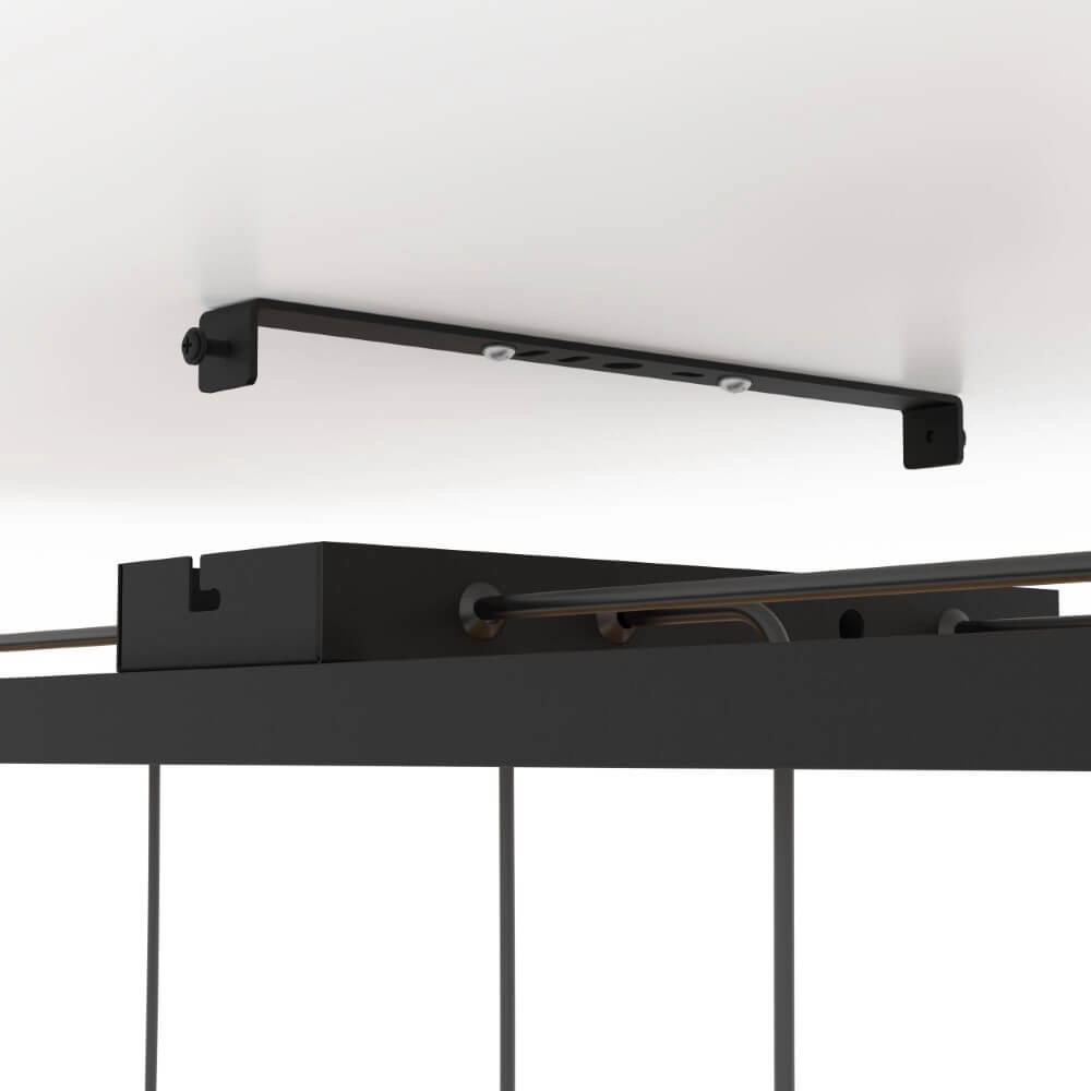 6-light pendant lamp Consett black with wood Eglo 9002759437251