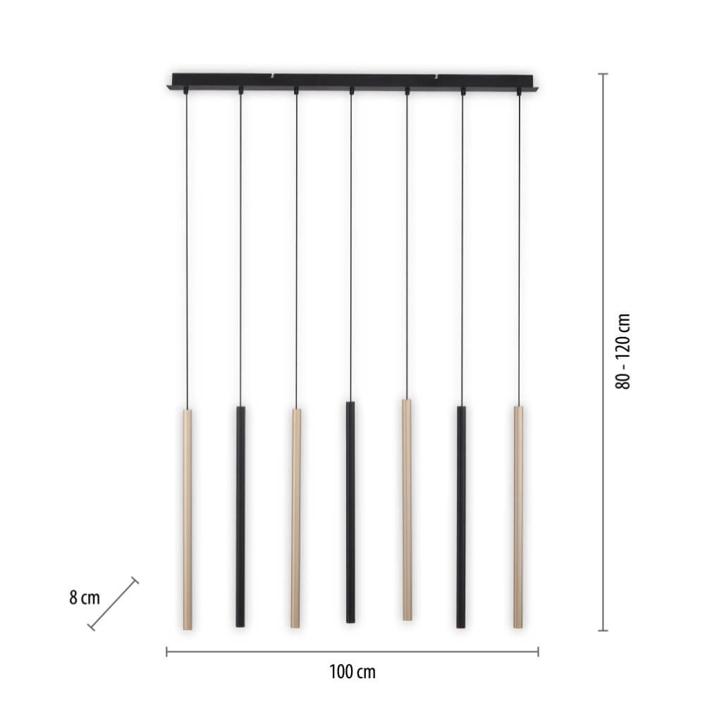 Unique pendant lamp Flute 7-light Paul Neuhaus 4012248374771