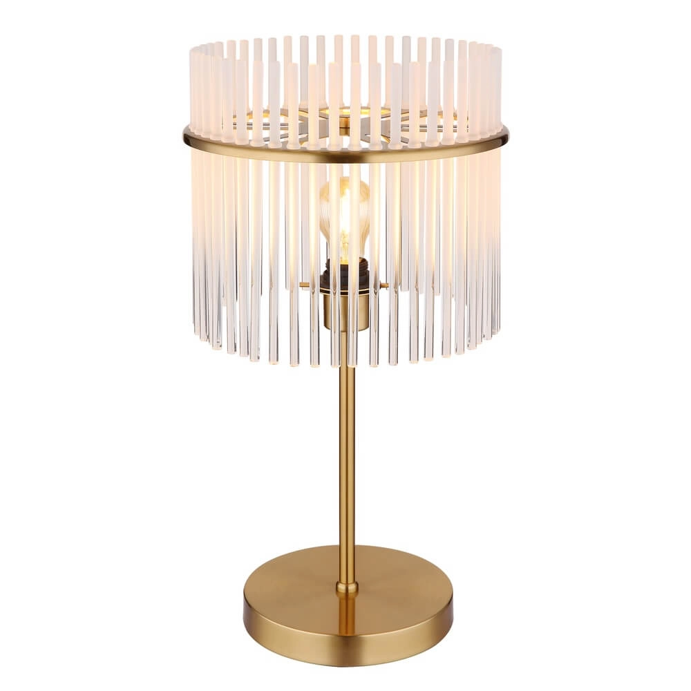 Golden table lamp Gorley with glass Ø 30cm