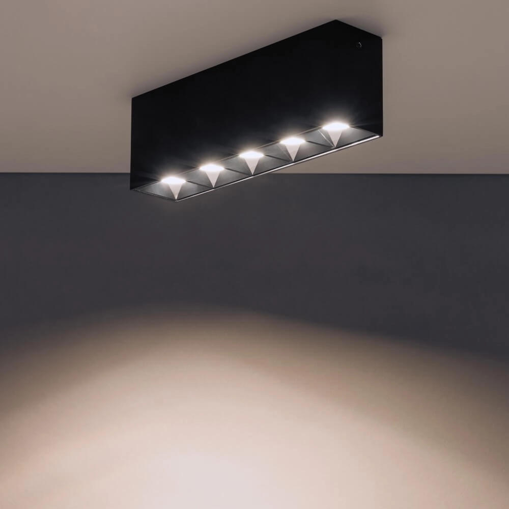 Black surface-mounted spotlight Midi Led 5x1 LEDs - 4000K Lyora 5903139100588
