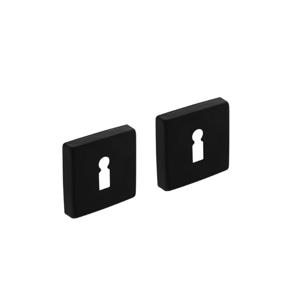Set of 2 key rosettes Tira Square Black Aluminum