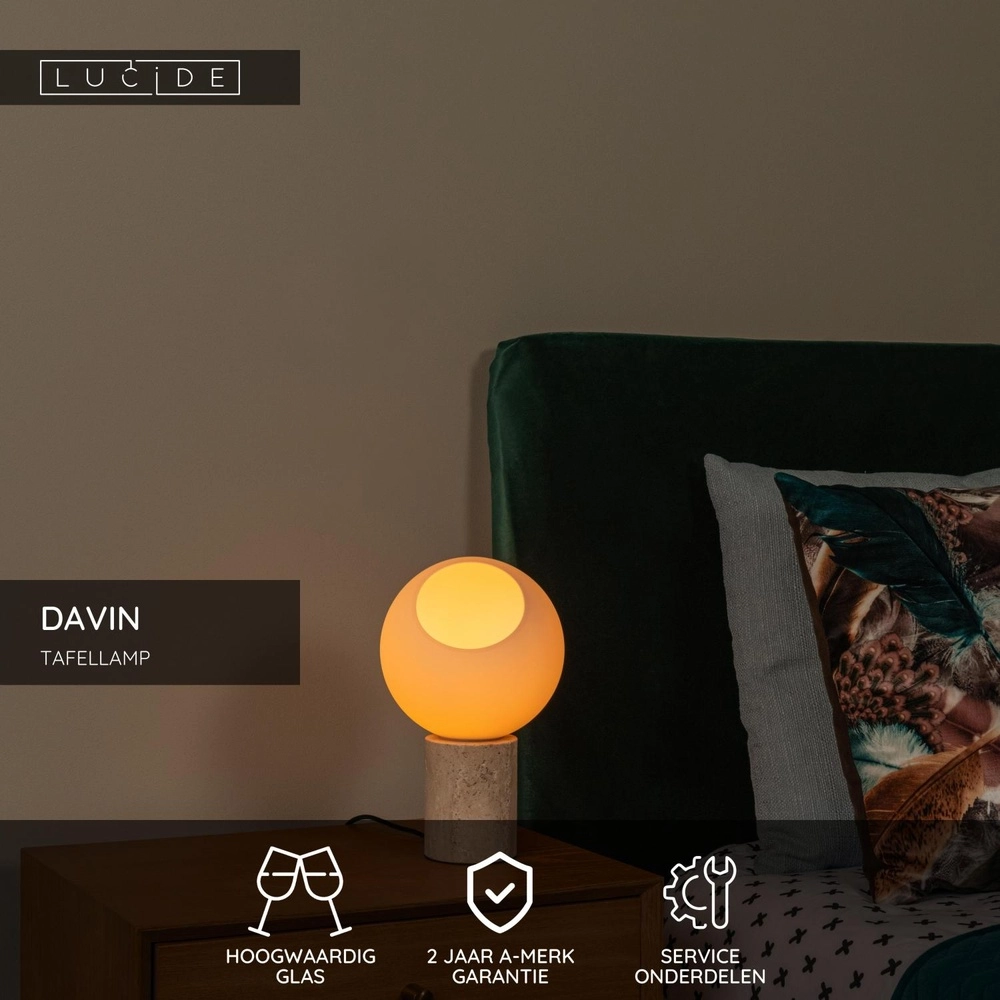 Table lamp Davin sand brown with white Lucide 5411212051578