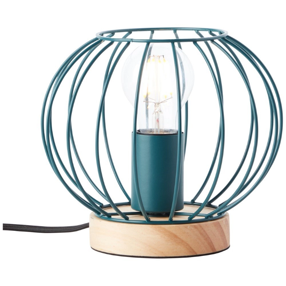 Table lamp Sorana turquoise with wood