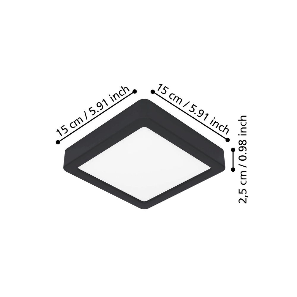 Led ceiling light Fueva 6 Square - Black - 15x15cm Eglo 9008606330102