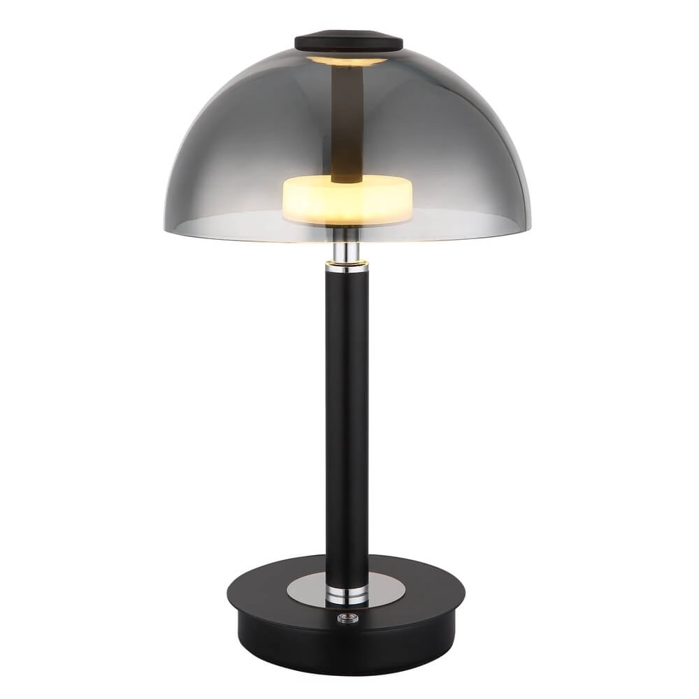 Table lamp Uldin black with smoke glass