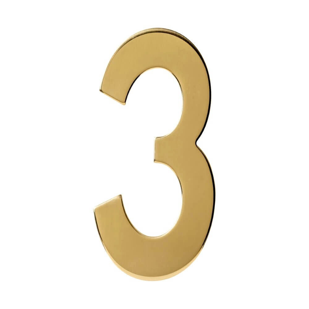 House number 3 Numbra 15cm brass