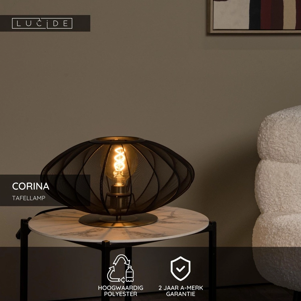 Table lamp Corina black Ø 40cm Lucide 5411212032041