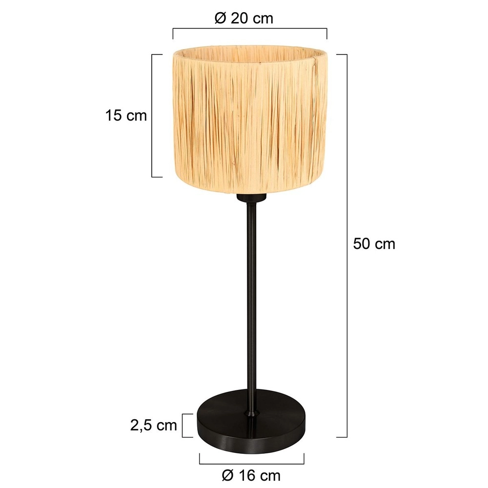 Black table lamp Noor with straw hood Steinhauer 8712746182156