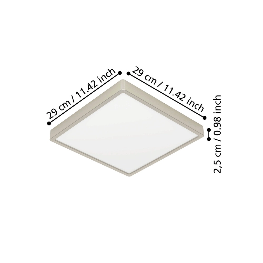 Led ceiling light Fueva 6 Square - Stainless Steel - 29x29cm Eglo 9008606330287