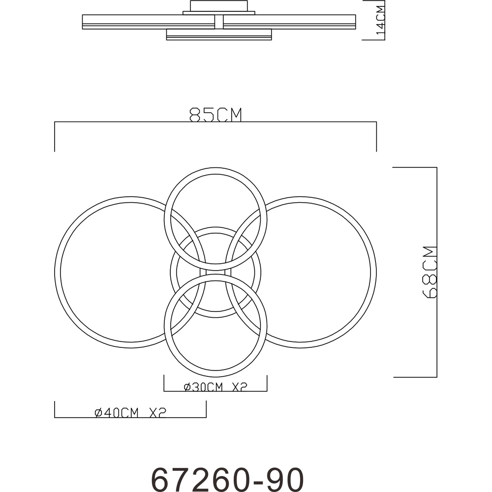 Ceiling lamp Rubio Grey 4 rings Globo 9007371419913