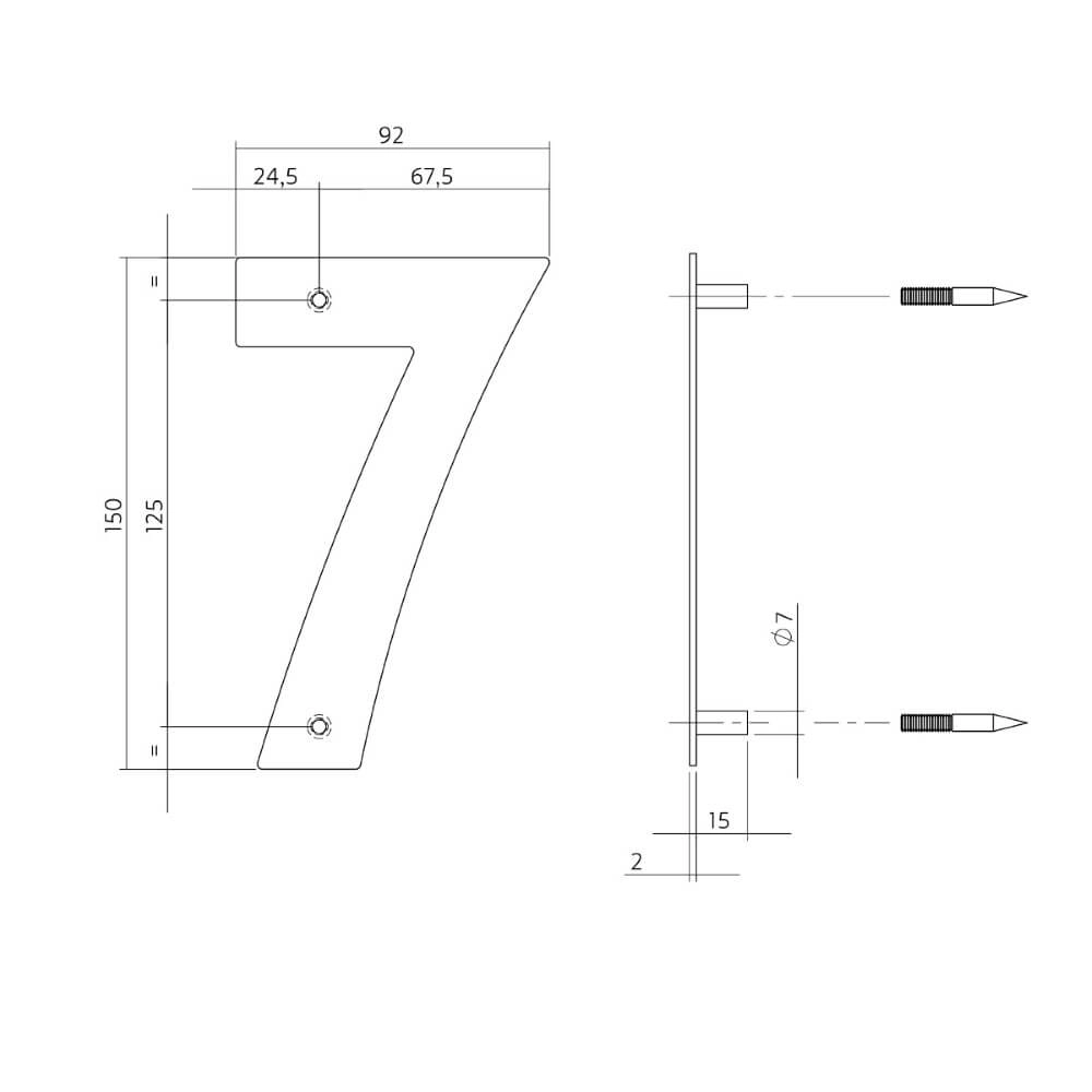 House number 7 Numbra 150x2mm stainless steel Intersteel 8714186126769
