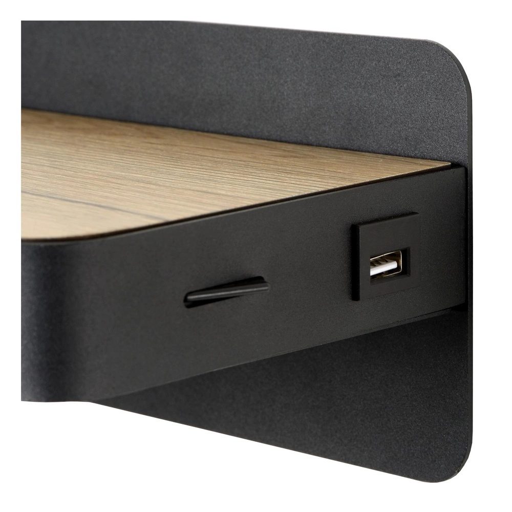 Bedside lamp Atkin with USB charging point black Lucide 5411212770820
