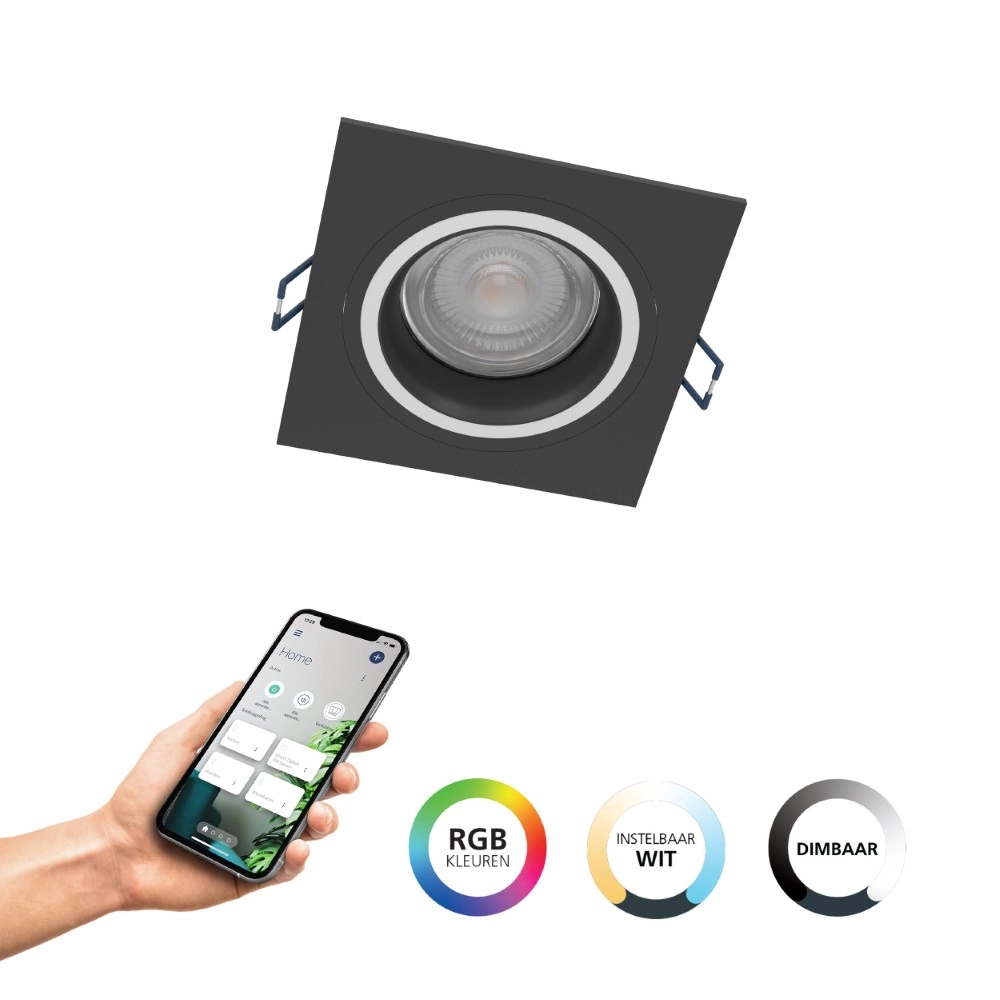 Zigbee recessed spot Carosso-Z black - square Eglo 9008606259793