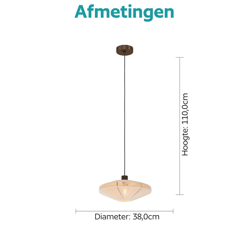 Japandi pendant lamp Orimini Ø 38cm - bronze with cream Eglo 9008606347827