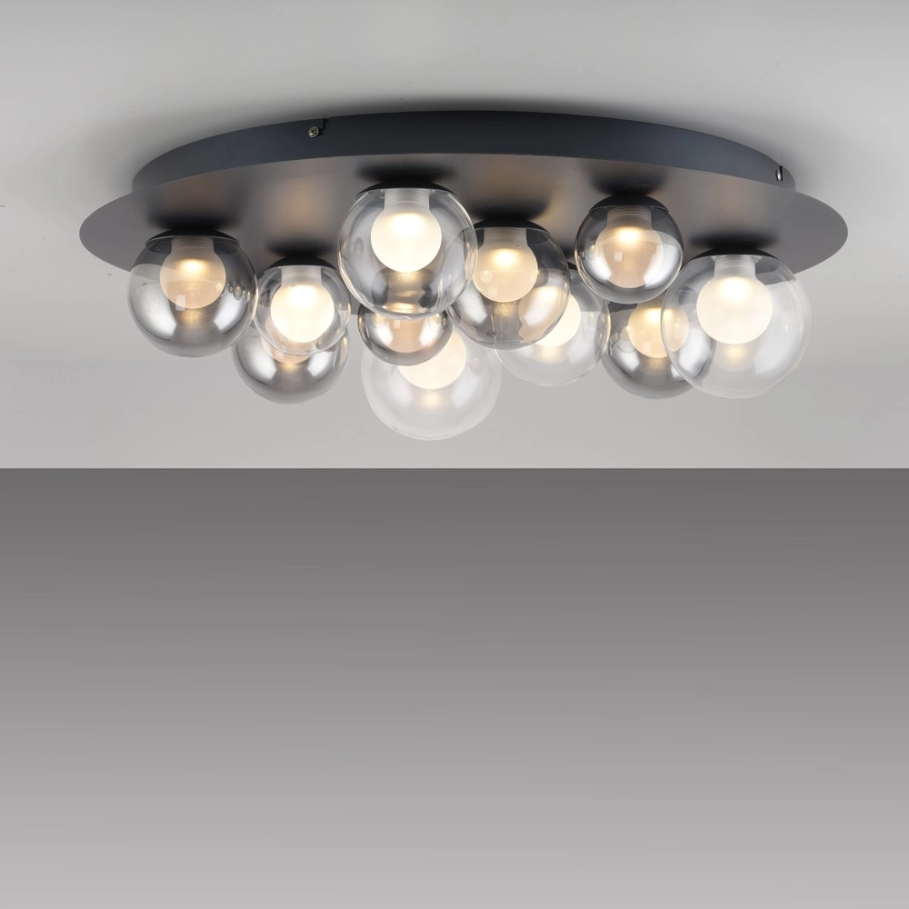 11-light ceiling lamp Pure Popup Mystic grey with smoke glass Paul Neuhaus 4012248397176
